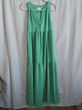Calvin Klein Green Textured Tiered Maxi Dress size 2